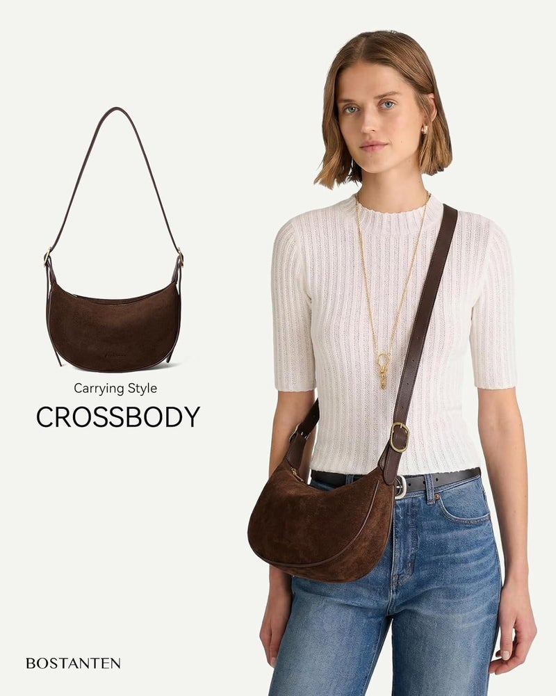 Bostanten Purses for Women Small Crossbody Bags Crescent Shoulder Bag Hobo Handbag with Adjustable Strap - Image 4